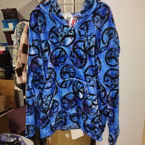 Fleecy blue pullover hoodie with Dancing Bears - size 2XL -